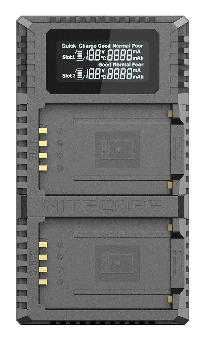 Nitecore FX2 PRO USB Ladegerät, Ladegerät für Fujifilm NP-T125 Akku, passend für Fuji GFX 50S, GFX 50R Kameras