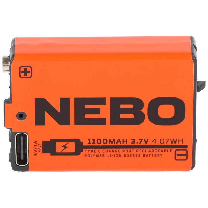 NEBO 1100 mAh Li-Ion Akku – 3,7 V / 4,07 Wh mit USB-C