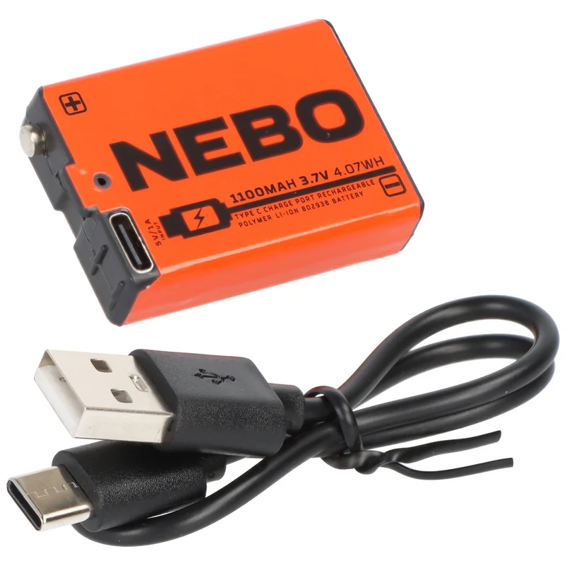 NEBO 1100 mAh Li-Ion Akku – 3,7 V / 4,07 Wh mit USB-C