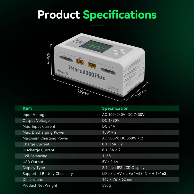 Gens Ace iMars D300 Plus Smart Charger | Zweikanalig | G-tech | EB Schwarz