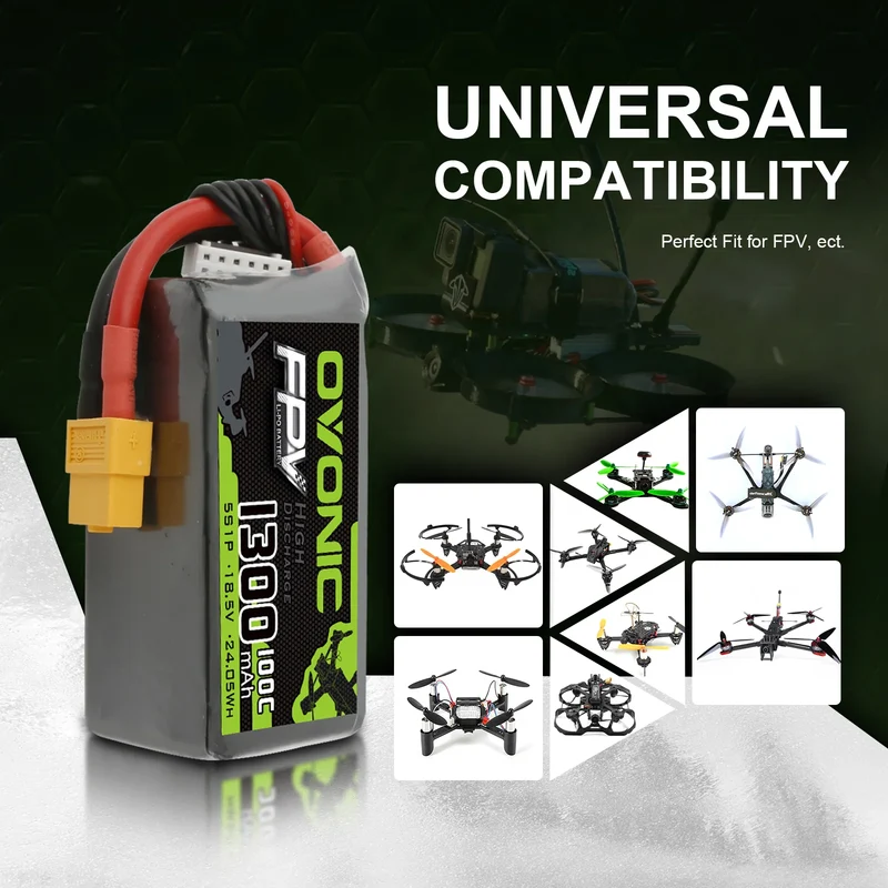 OVONIC 5S LiPo-Akkupack 1300mAh 100C 18,5V mit XT60-Stecker