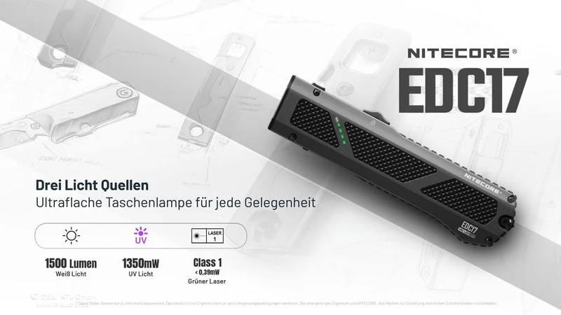 Nitecore EDC17 - 1500 Lumen UV und Laser