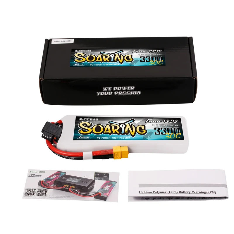 Gens Ace Soaring 3300mAh 3S 11,1V 30C G-Tech Lipo-Akku mit XT60-Stecker