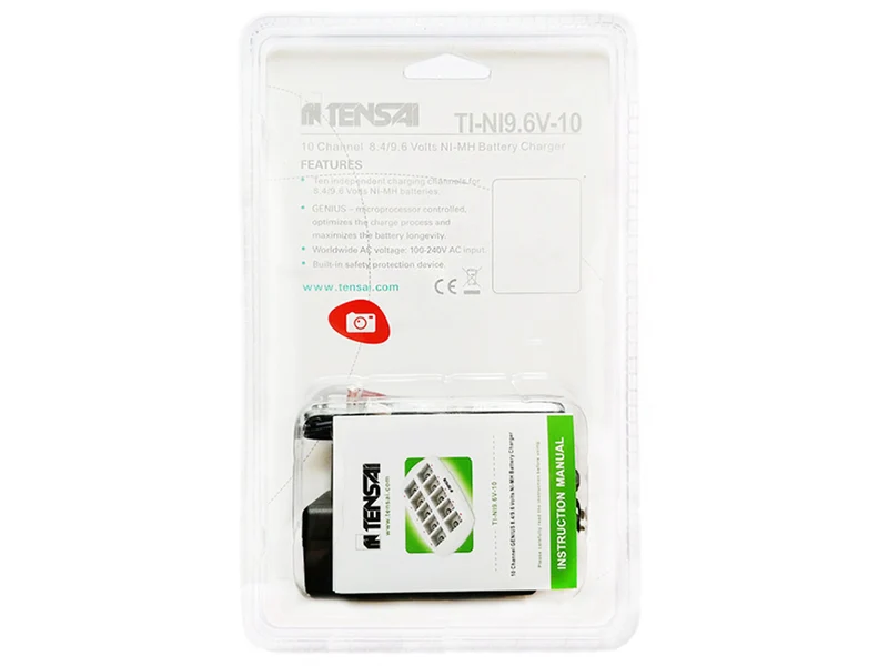 Tensai TI-NI 9.6V-10 Stecker Schnelladegerät für 1-10 6LR61 6F22 9 Volt Akkus