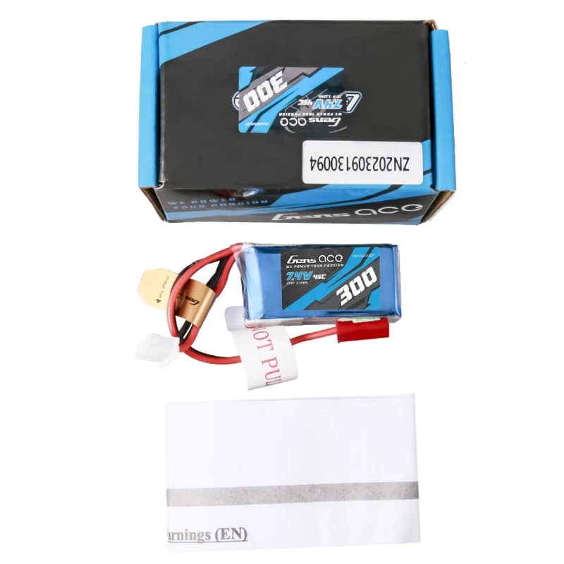 Gens ace 300 mAh 7,4 V 45 C 2S1P Lipo-Akku mit JST-SYP-Stecker