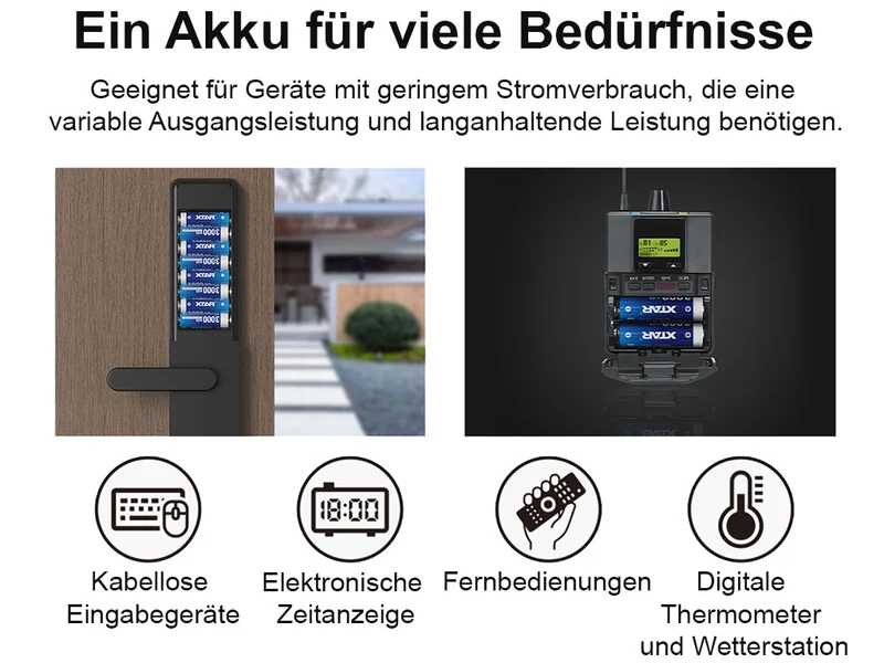 XTAR, 4x AA 1,5V Li-Ionen Akku 3000mAh – USB-C – mit gleichmäßig sinkender Spannung, mit integrierter Ladeelektronik, innovativ und zuverlässig