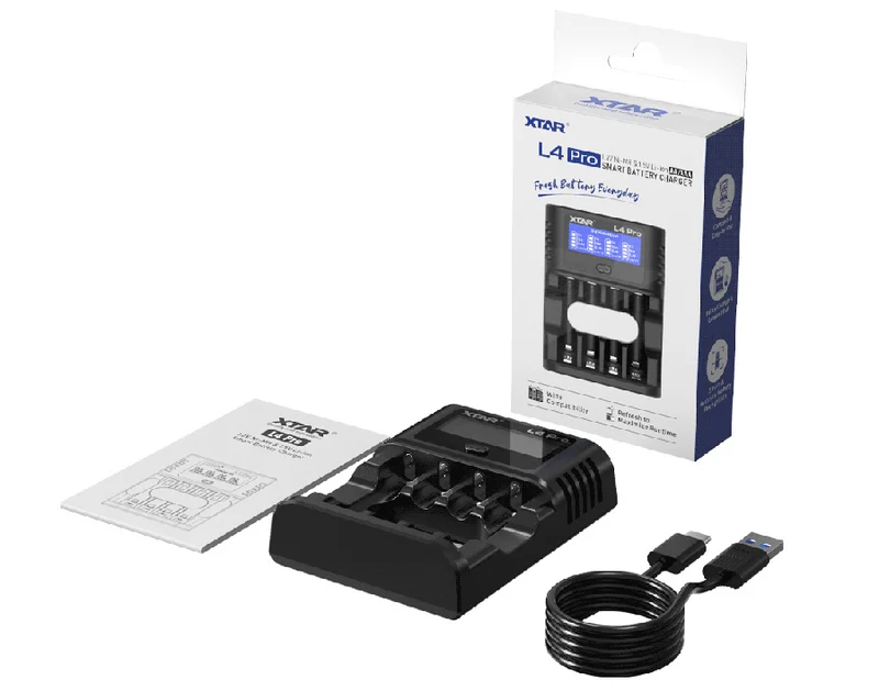 XTAR L4 Pro Akku Ladegerät – für Li-Ion 1,5V & NiMH/NiCd 1,2V AA/AAA Akkus, lädt Ihre Akkus präzise & sicher!