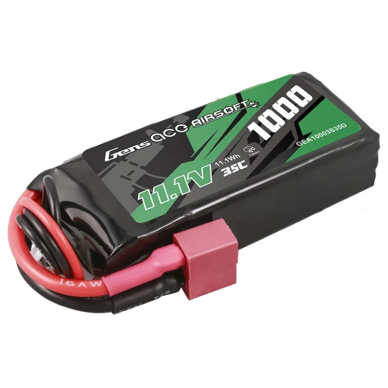 Gens Ace 35C 1000 mAh 3S1P 11,1 V Airsoft Lipo Akku mit T-Stecker