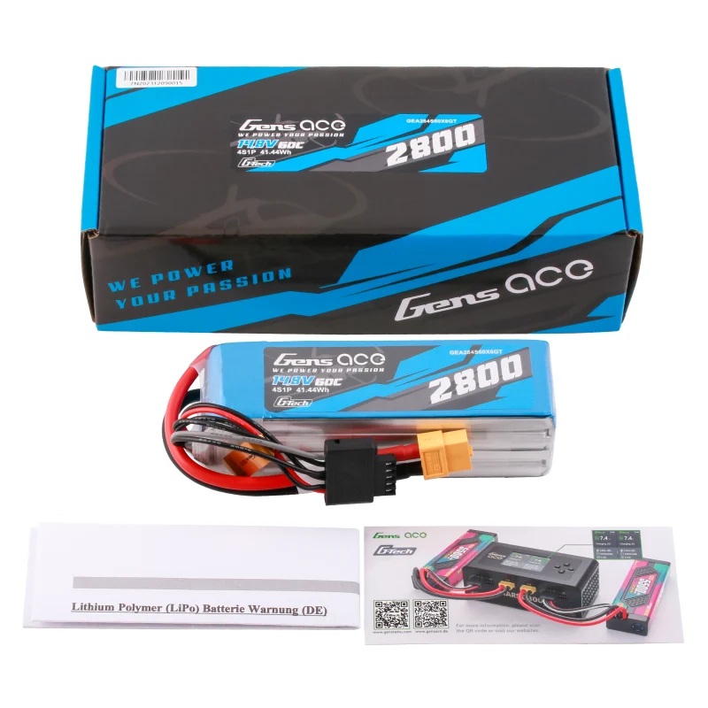 Gens ace G-Tech Soaring 2800 mAh 14,8 V 60 C 4S1P LiPo-Akku mit XT60-Stecker