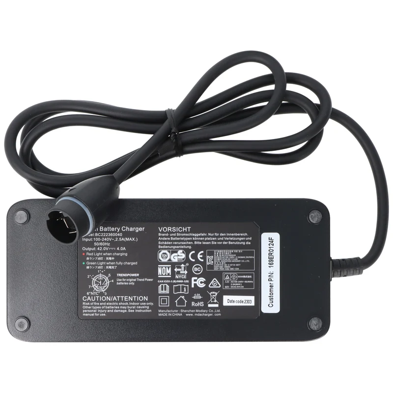 AccuCell Ladegerät passend für Simplo Intube E-Bike Akku, Yamaha Antrieb, 36 Volt 4A