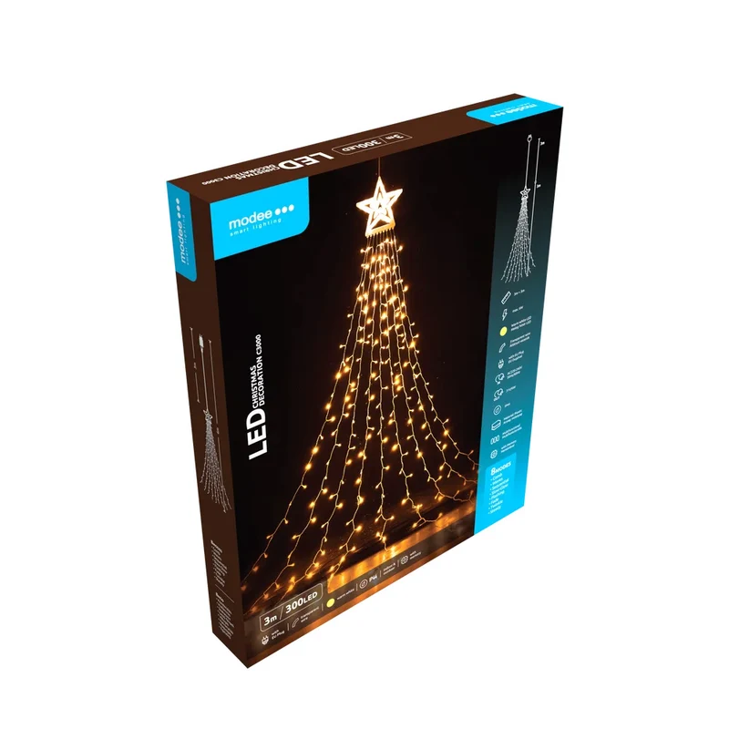 Modee LED-Weihnachtslichterkette „Star Lights“ – 2×3 m, warmweiß, 300 LEDs, zaubert sofort festliche Wohlfühlatmosphäre in jedem Raum