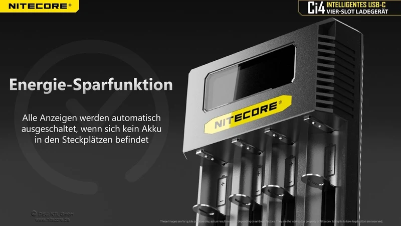 Nitecore Ci4 USB-C Ladegerät – 4-Schacht QC/PD Schnellladegerät für Li-Ion & NiMH/NiCd