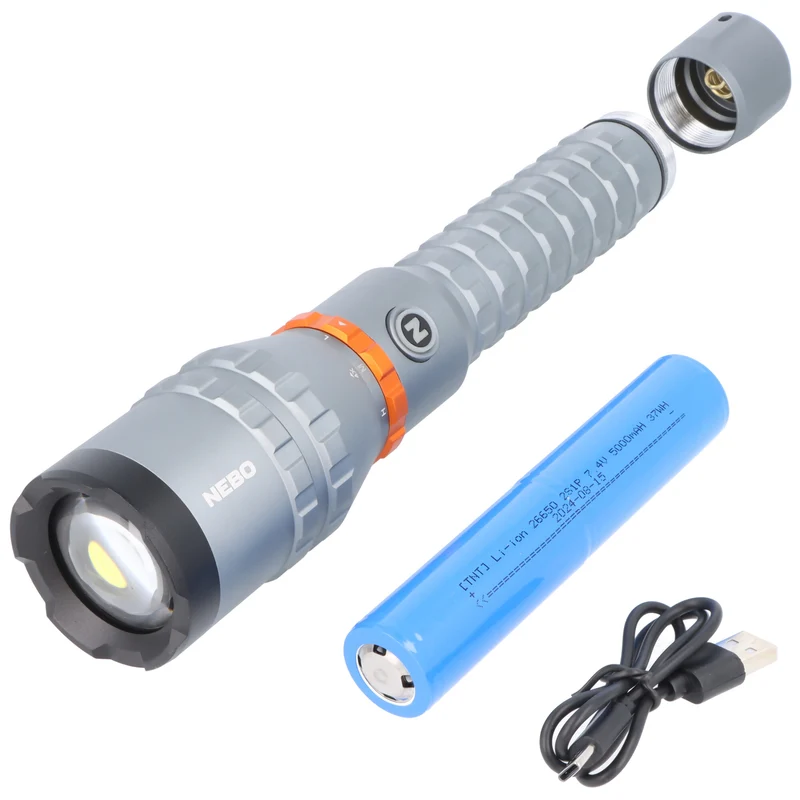 NEBO Davinci 8000 LED Taschenlampe, 8000 Lumen, bis zu 206 Meter Leuchtweite, wiederaufladbar