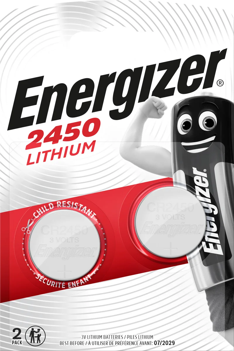 Energizer Batterie Lithium, Knopfzelle, CR2450, 3V Electronics, Retail Blister (2-Pack)