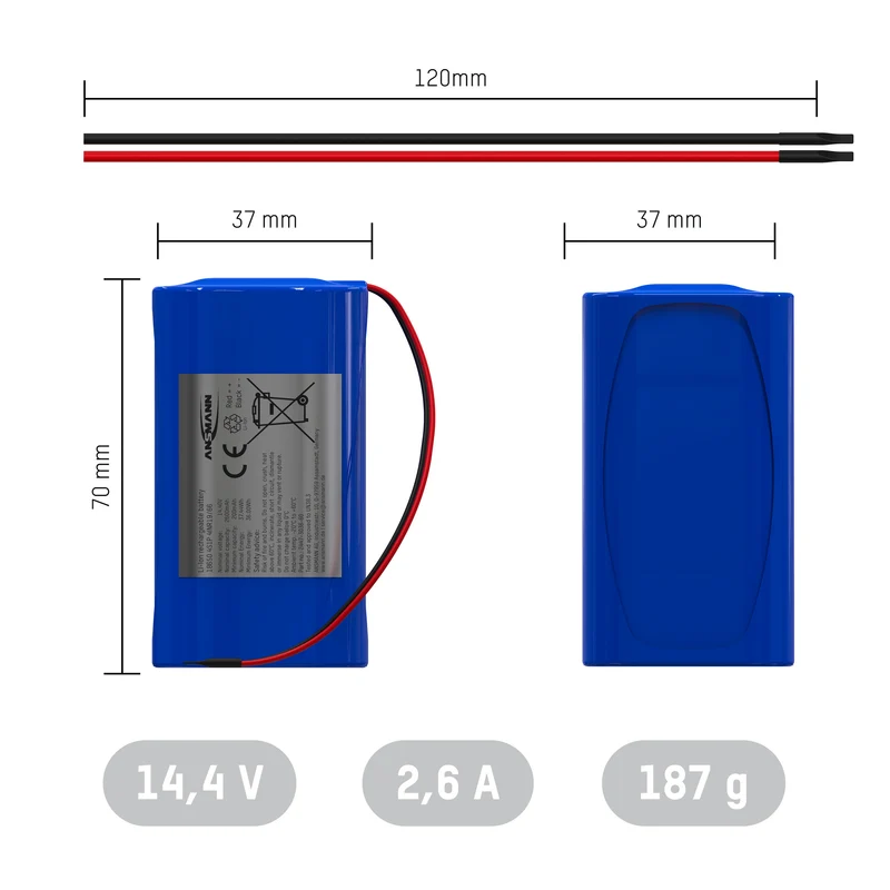 Ansmann Lithium-Ionen Akkupack 14,4 Volt / 2600 mAh / 4S1P, ideal für mobile Anwendungen