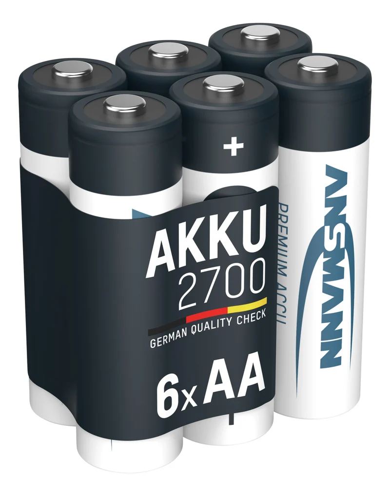 ANSMANN NiMH Akku Mignon AA Typ 2700 (min. 2650 mAh) / 1,2 Volt / 6er Schrumpffolie, ideal für den alltäglichen Gebrauch