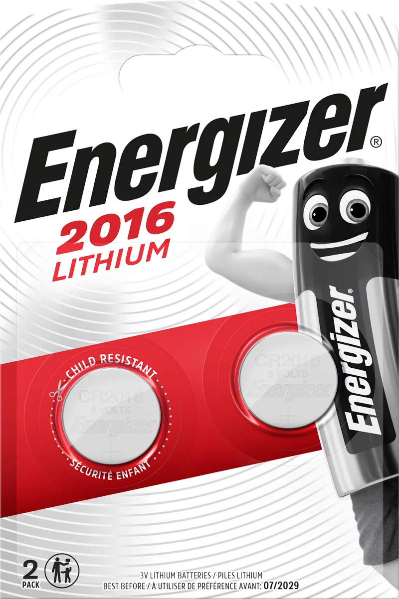 Energizer Batterie Lithium, Knopfzelle, CR2016, 3V Electronics, Retail Blister (2-Pack)