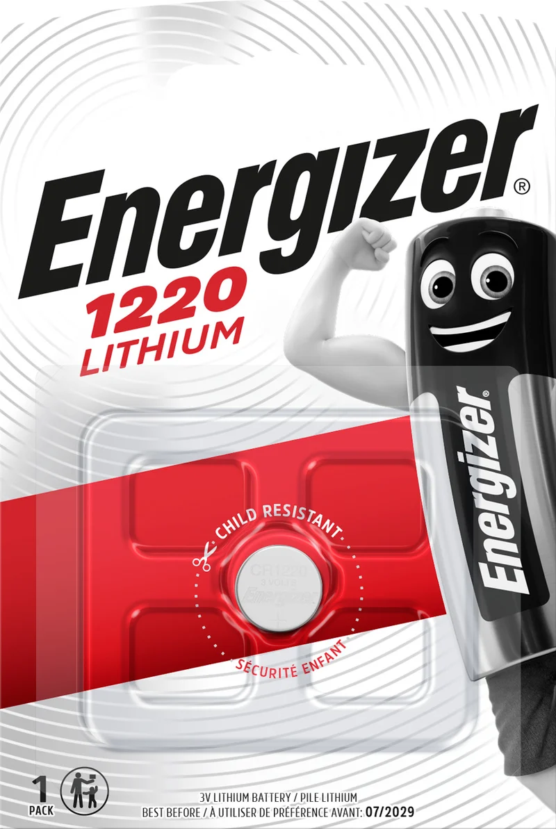 Energizer Batterie Lithium, Knopfzelle, CR1220, 3V Electronics, Retail Blister (1-Pack)