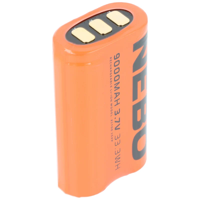 NEBO 2x21700 Li-Ion Akku, 9000mAh, 3,7V, 33,3Wh, wiederaufladbar