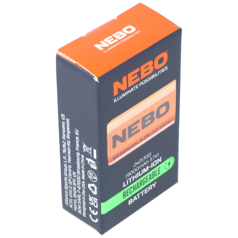 NEBO 2x21700 Li-Ion Akku, 9000mAh, 3,7V, 33,3Wh, wiederaufladbar
