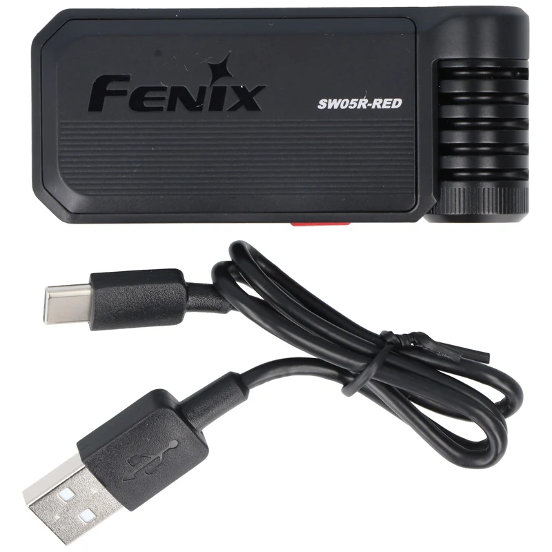 Fenix SW05R-RED LED-Taschenlampe, mit Rotlicht, Clip und Magnet, 200° verstellbarer Lampenkopf, wiederaufladbar