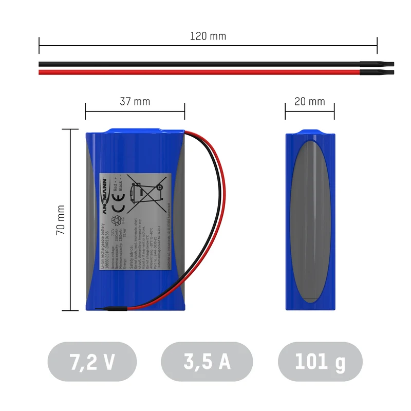 Ansmann, Lithium-Ionen Akkupack 7,27 Volt / 3500 mAh / 2S1P
