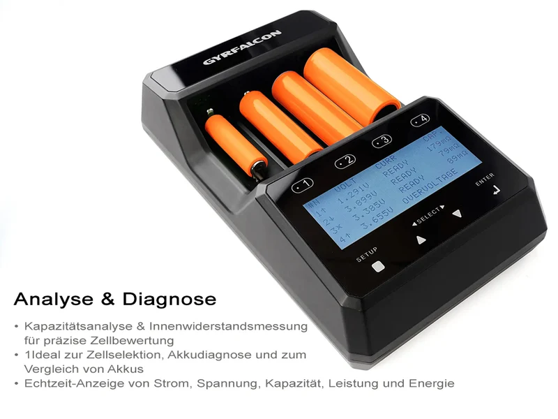 Enova Gyrfalcon S8000 professionelles Universal-Analyse-Ladegerät für alle Akku-Typen