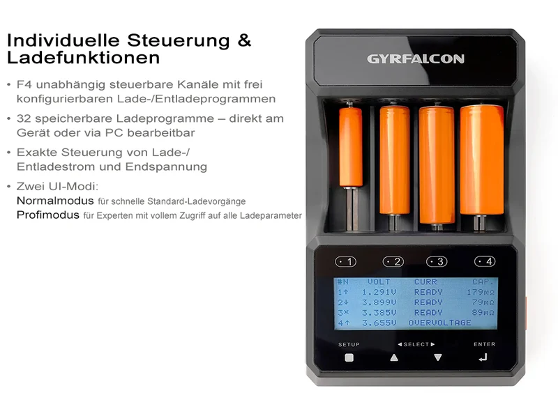 Enova Gyrfalcon S8000 professionelles Universal-Analyse-Ladegerät für alle Akku-Typen
