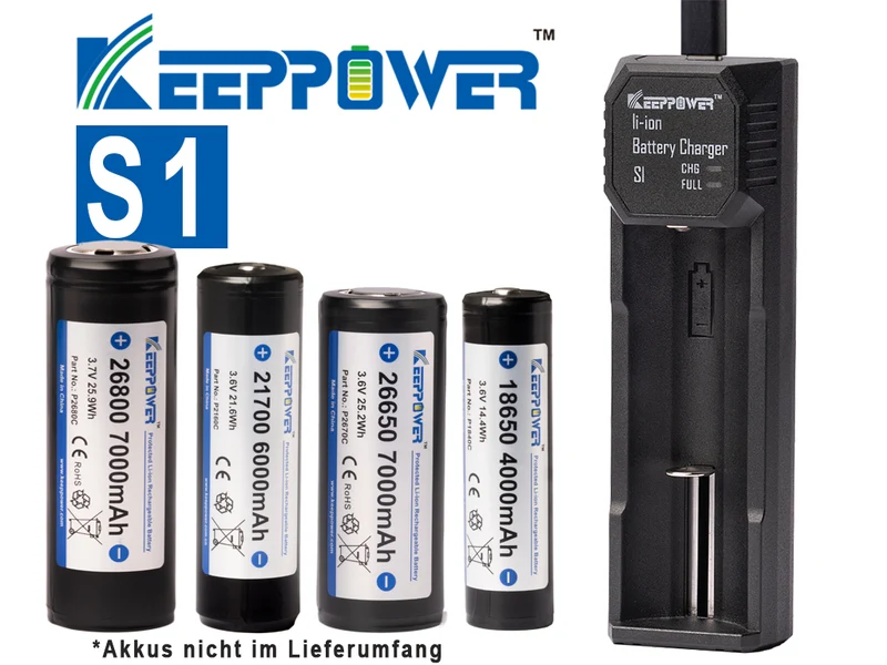 Keeppower S1 Ladegerät für Li-Ion Akkus 18650–32650 | Schnellladung 2A | 26800 mit ud ohne PCB