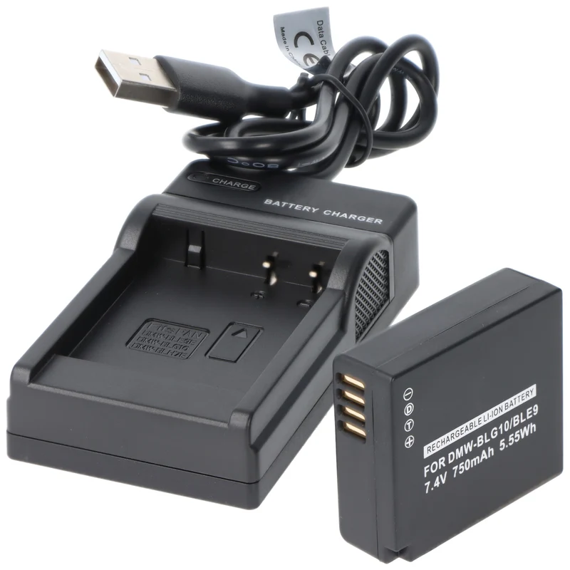 AccuCell Akku und Ladegerät kompatibel für Panasonic DMW-BLG10, DMW-BLE9, DMW-BLH7E