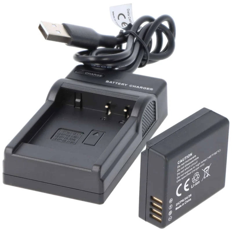 AccuCell Akku und Ladegerät kompatibel für Panasonic DMW-BLG10, DMW-BLE9, DMW-BLH7E