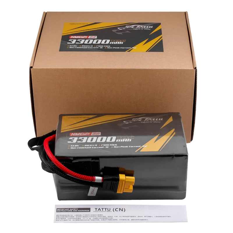 TATTU NMC Semi-Solid State 350Wh/kg 33000mAh 10C 51,8V 14S1P Lipo-Akkupack mit AS150U-F-Stecker