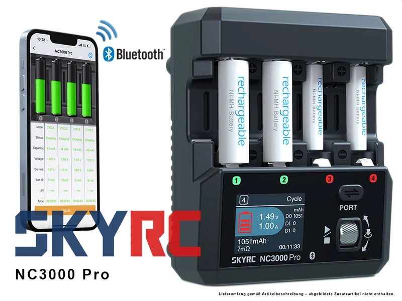 SkyRC NC3000 Pro intelligentes Analyse-Ladegerät für AA/AAA, NIMH/NiCd, Akkus