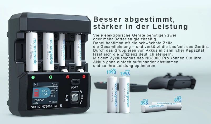 SkyRC NC3000 Pro intelligentes Analyse-Ladegerät für AA/AAA, NIMH/NiCd, Akkus