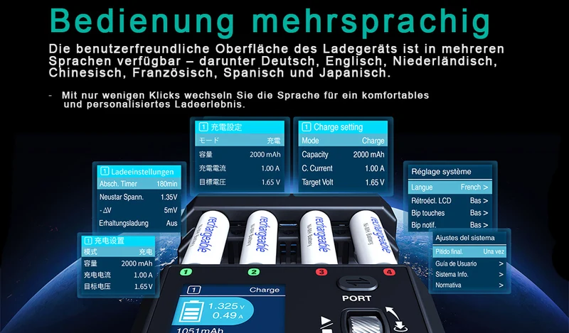 SkyRC NC3000 Pro intelligentes Analyse-Ladegerät für AA/AAA, NIMH/NiCd, Akkus