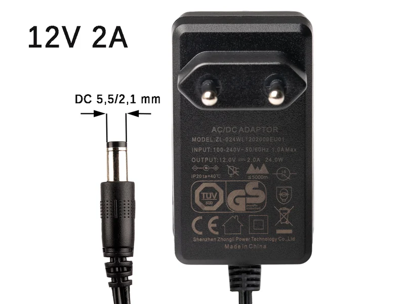 Efest Netzteil 12 Volt / 2 Ampere / 24 Watt mit DC Stecker 5,5 mm x 2,1 mm