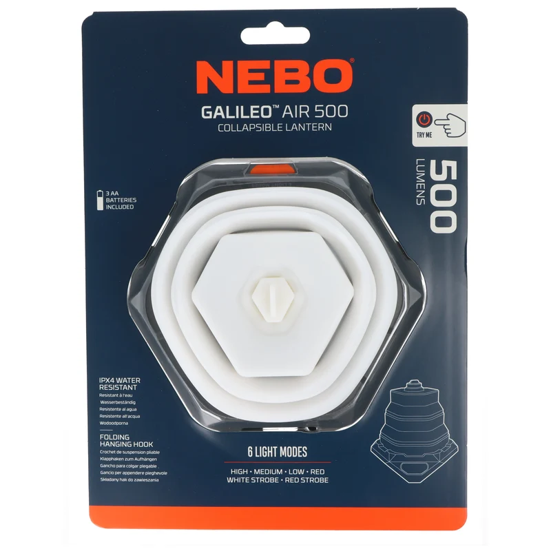 NEBO GALILEO™ AIR 500 NEB-LTN-1008-G LED Campinglampe mit 500 Lumen, ladbar über USB-C, faltbar und sehr leicht