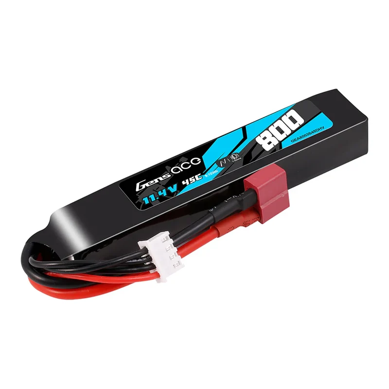 Gens Ace LiPo 800mAh 11,4V 45C 3S1P Deans (T) Hochspannungs-LIPO-Akkupack