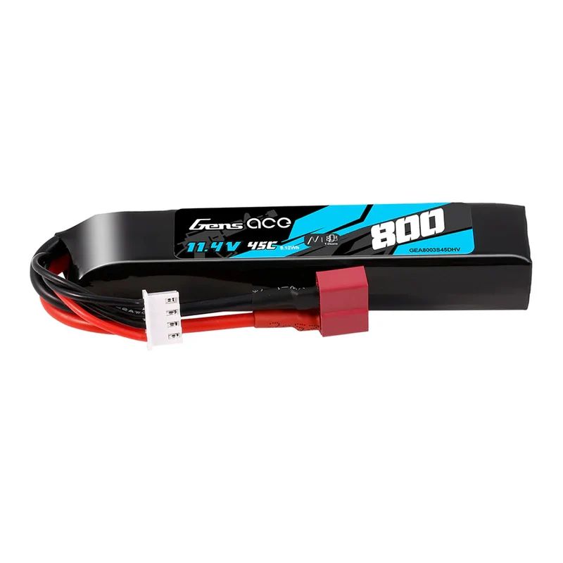 Gens Ace LiPo 800mAh 11,4V 45C 3S1P Deans (T) Hochspannungs-LIPO-Akkupack