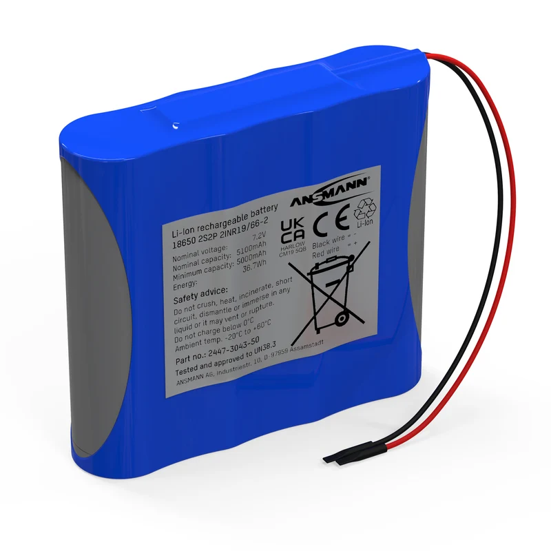 Ansmann Lithium-Ionen Akkupack 7,2 V/5100 mAh/2S2P, ideal für mobile Anwendungen
