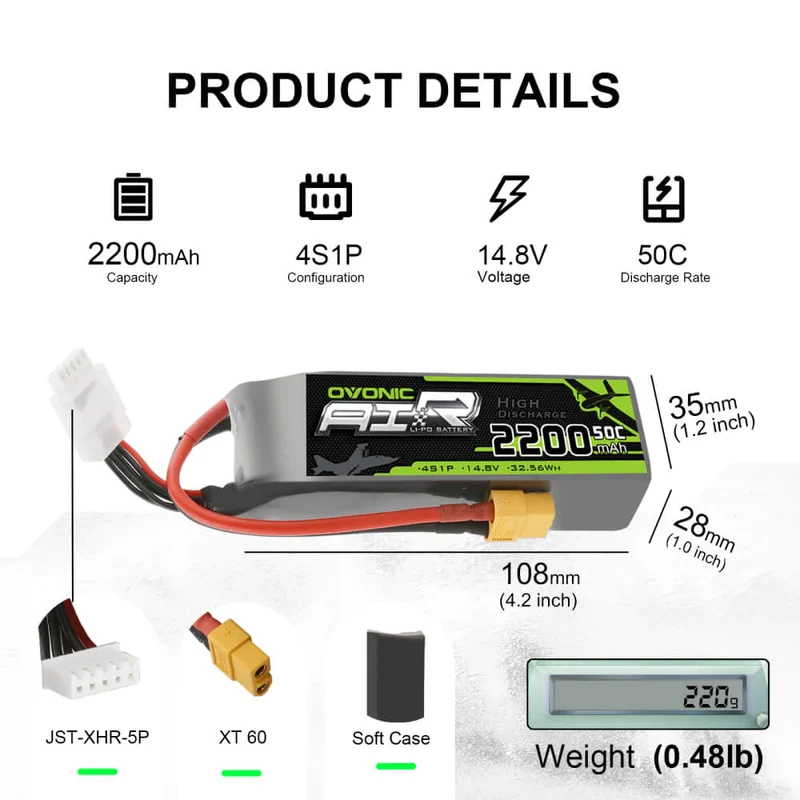 Ovonic Air 4S 2200mAh 14,8 V 50C XT60 Lipo Akku