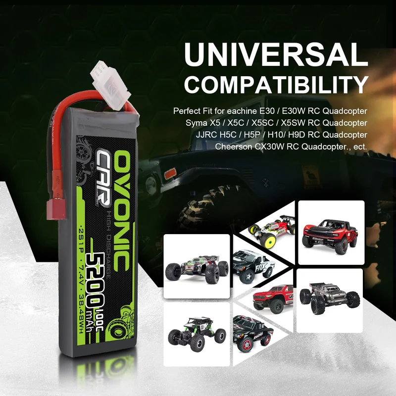 Ovonic Car 100C 2S1P 5200mAh 7,4V LiPo-Akku mit Deans-Stecker (2 St.)