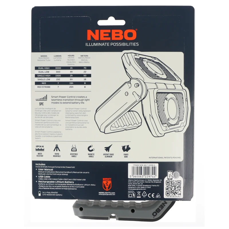 NEBO NEB-WLT-1008-G OMNI 3K LED Taschenlampe, mit Powerbank-Funktion und USB-C Lademöglichkeit