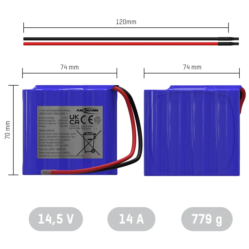 Ansmann Lithium-Ionen Akkupack 14,54 Volt / 14000 mAh / 4S4P,ideal für mobile Anwendungen