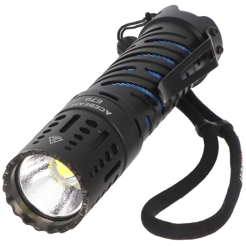 AceBeam E70 LED-Taschenlampe mit 4600 Lumen, E70-AL, kaltweiße LED mit 6.500K, inklusive 21700 Li-Ion Akku 5000mAh mit USB-C Ladebuchse