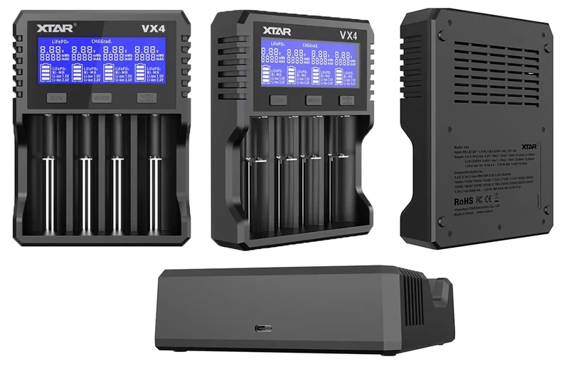 Xtar VX4 – Universelles Analyse Ladegerät für 1,5V; 3,6 - 3,7V Li-Ion; 3,2V LiFePO4 & 1,2V Ni-MH Akkus