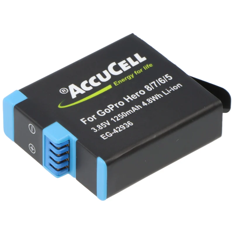 AccuCell Akku passend für GoPro Hero 8 Black und Hero 5, 6, 7