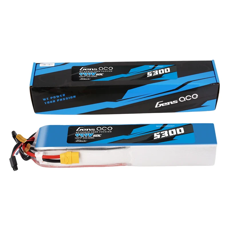 Gens Ace G-Tech 5300mAh 44,4V 60C 12S1P Akkupack mit XT90-Stecker