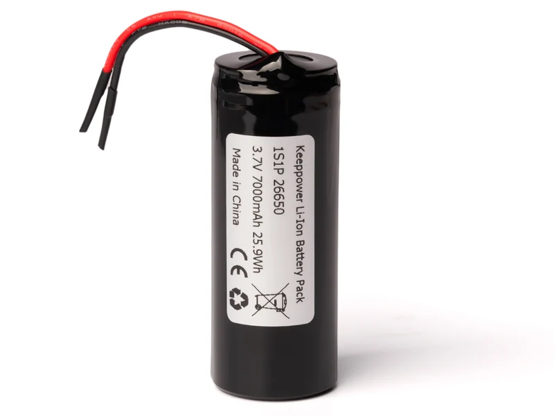 Keeppower 1S1P 26650 3,6V 3,7V (4,2V) *7000mAh Li-Ion-Akku **PCB geschützt, mit Kabelanschluss
