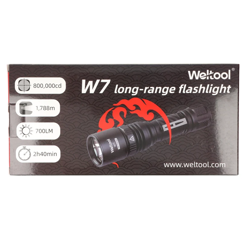 Weltool W7 taktische LEP-Taschenlampe, beeindruckende Reichweite bis zu 1.788 Metern, 700 Lumen, inkl. 21700 Li-Ion Akku